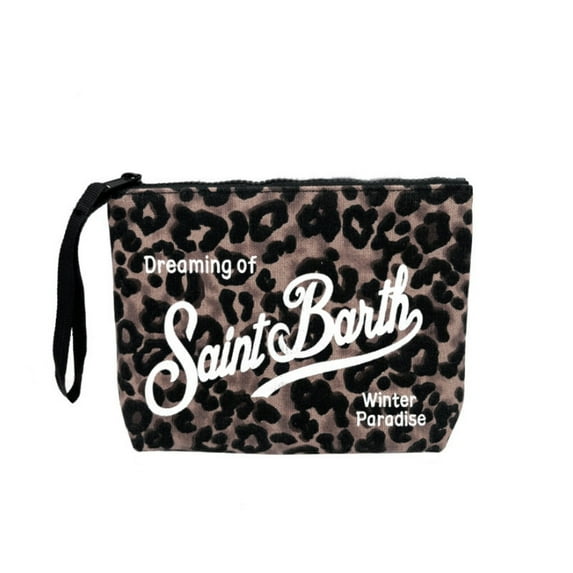 Women's Scuba Pochette with Animalier Print, Ladies Handbag, Multicolor Brown