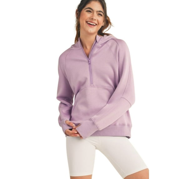 Women's Scuba Quarter-Zip Hoodie, Light Purple, S