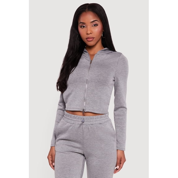 Women's Scuba Zip Front Cropped Hoodie