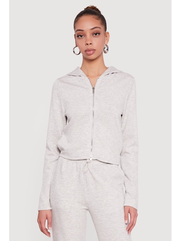 Women's Scuba Zip Front Cropped Hoodie