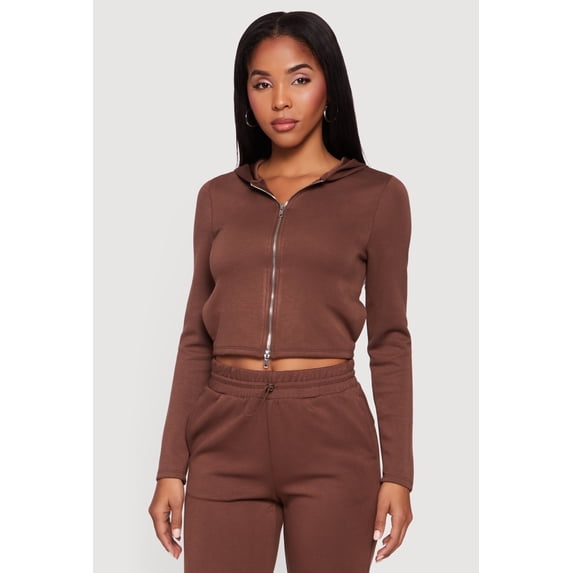 Women's Scuba Zip Front Cropped Hoodie