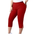 thumbnail image 1 of Women's Sculpting Capri Leggings – High Waisted Yoga Pants with Tummy Control & Side Slits | Plus Size Workout to Weekend Essential (Sizes M-5XL), 1 of 8
