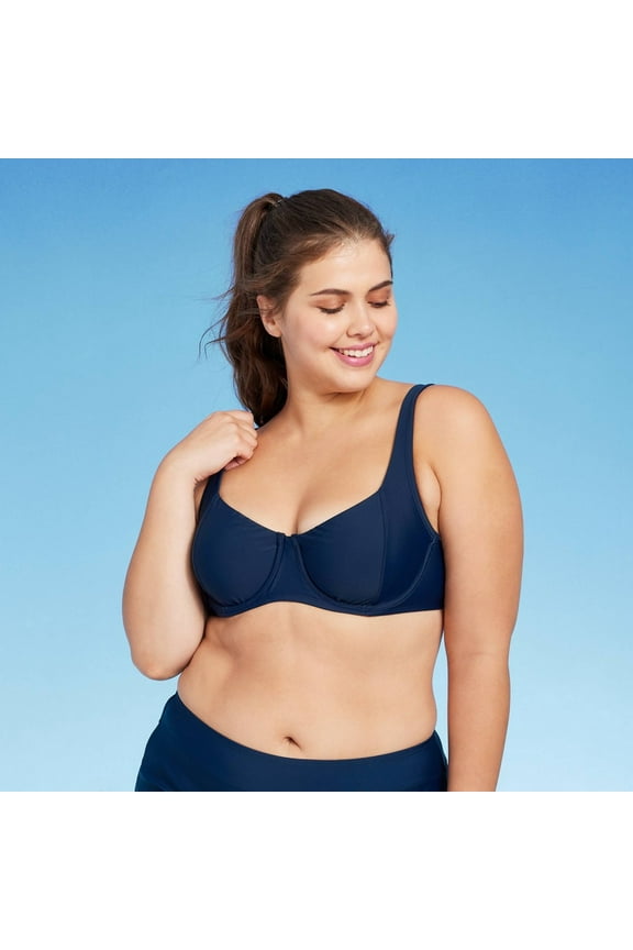 Women's Seamed Underwire Bikini Top - Kona Sol Navy Blue L