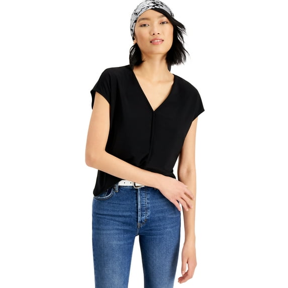 Women's Seamed V-Neck Top Black XXS