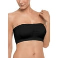 thumbnail image 1 of Women’s Seamless Bandeau Bra, Strapless Padded Tube Top Bra FREE Eyeglass Pouch (Black, XL), 1 of 2