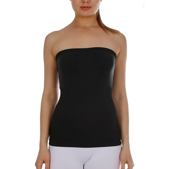 Women's Seamless Bandeau Tube Top Ribbing Bottom Slimming Shirt