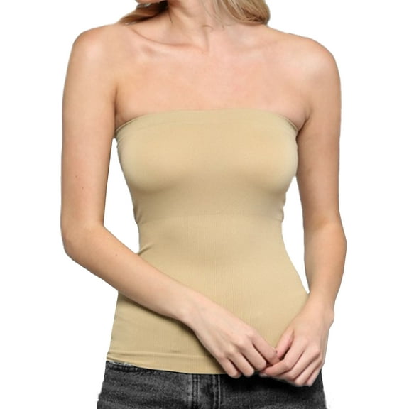 Women's Seamless Bandeau Tube Top Ribbing Bottom Slimming Shirt