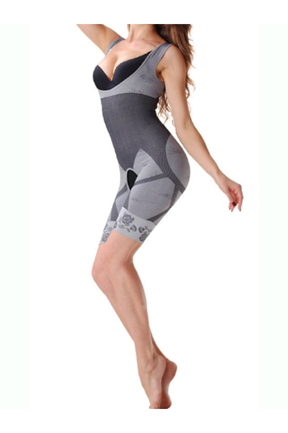 Women's Seamless Bodysuit Full Body Open Bust Tummy Thigh Slimmer Shapewear