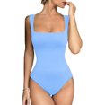 thumbnail image 1 of Women's Seamless Bodysuit Square Neck Sleeveless Tapered Shoulder Straps Tank Tops Summer, 1 of 4