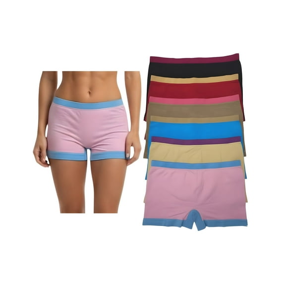Women’s Seamless Boxer Briefs 6-Pack One Size Fits Most (S–L) Comfortable Stretch Underwear in Assorted Colors