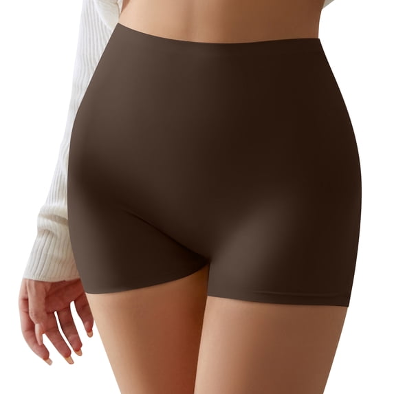 Women's Seamless Boyshort Underwear Mid Waist Breathable Quick Dry Panties, No Wedge Safety Shorts, Smooth Stretch Lightweight Daily Underwear for Women Brown XL