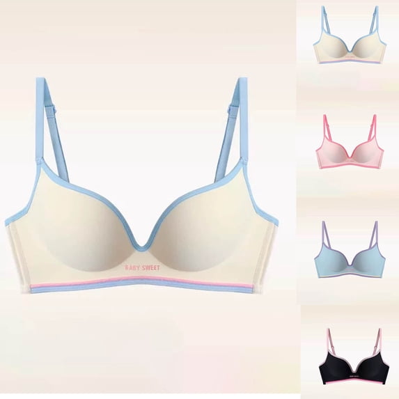 Women's Seamless Bra, Full Coverage Wire Free Side Smoothing Comfort Bras, V Neck & Adjustable Straps Design | VerBelle,Pink XL