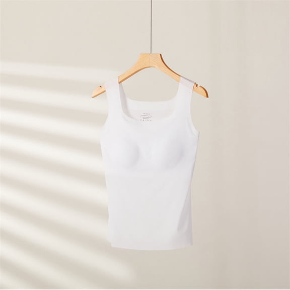 Women's Seamless Bra Pad Vest One-piece Beautiful Back Base Shirt Slim Pajamas Tops Female Sleeveless Sleepwear Underwear