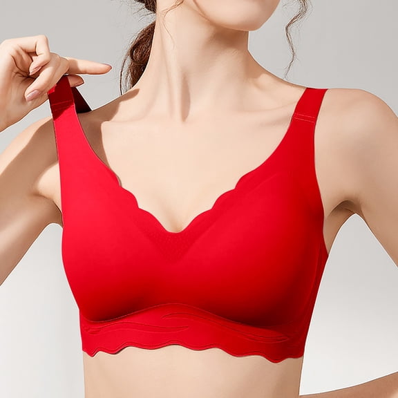 Women's Seamless Bra Wavy Wireless Full Coverage Padded Smoothing No Underwire Comfort V Neck Bralettes Bras Sports Lift Bra Comfort Bras for Women Extra Support Sports Bras for Women Tight Sports