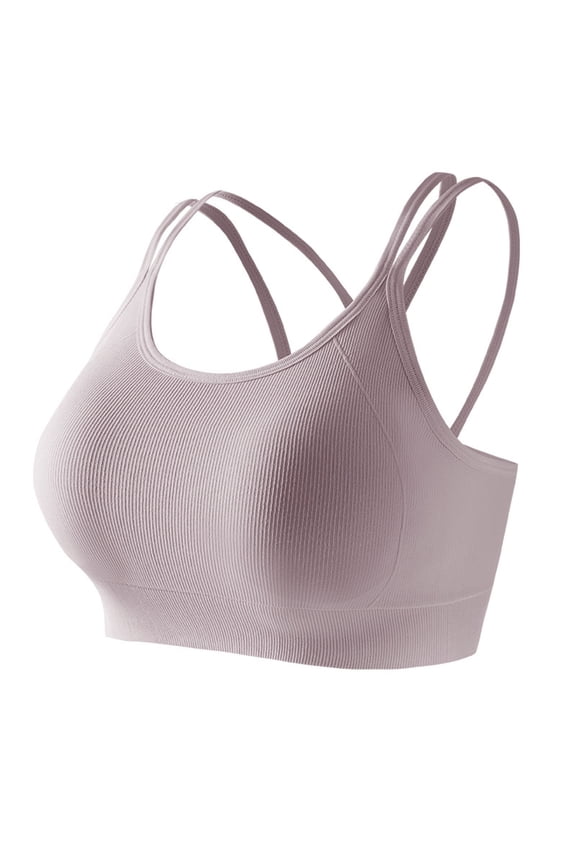 Women's Seamless Bras Halter No Underwire Solid Color Underwear Push up Comfortable Breathable Bralettes Workout Yoga (L, Purple)