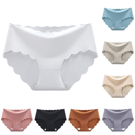 Women's Seamless Brief Panties Breathable Mid Rise Triangle Underwear Soft Comfortable Everyday Wear No Show Edge, M, White