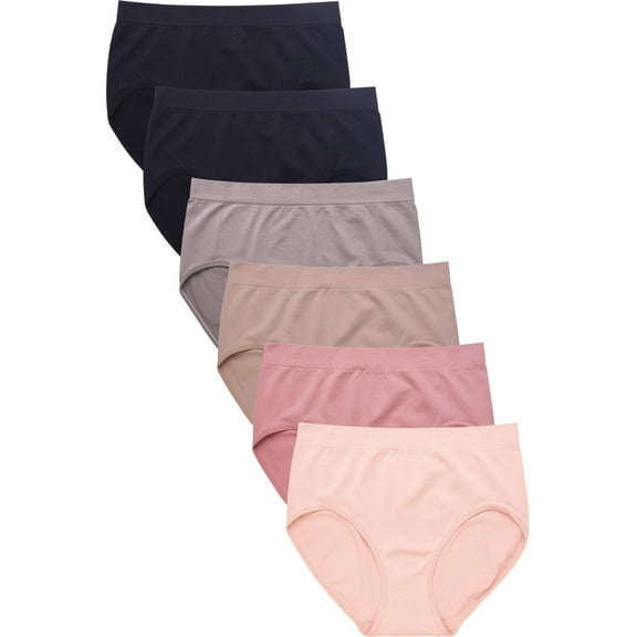 Women's Seamless Brief Panties Underwear Multi-Pack, One Size, 6-Pack