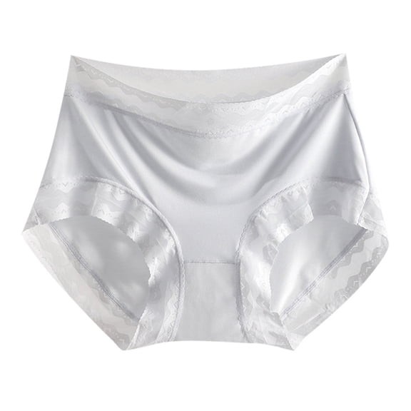 Women's Seamless Briefs Mid Rise Lace Trim Comfortable Breathable Panties Soft Polylactic Crotch Underwear