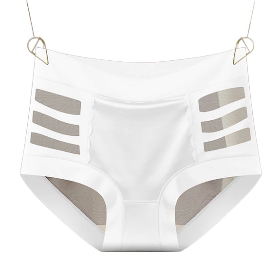Women's Seamless Briefs Stripe Mesh Panties Cotton Liner Comfortable Bikini Bottom High Waist Tummy Control Full Coverage Breathable Underwear Underwear No Show Lower Belly Shapewear