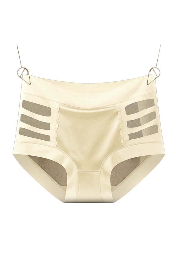 Women's Seamless Briefs Stripe Mesh Panties Cotton Liner Comfortable Bikini Bottom High Waist Tummy Control Full Coverage Breathable Underwear Underwear No Show Lower Belly Shapewear