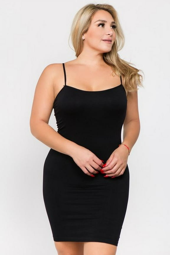 Women's Seamless Spaghetti Strap Cami Slip Dress, One Plus Size