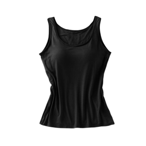 Women's Seamless Camisole Tank Top with Soft Chest Pad, Wire-Free Summer Essential for Comfortable Layering,Black S