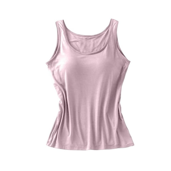 Women's Seamless Camisole Tank Top with Soft Chest Pad, Wire-Free Summer Essential for Comfortable Layering,Pink XL