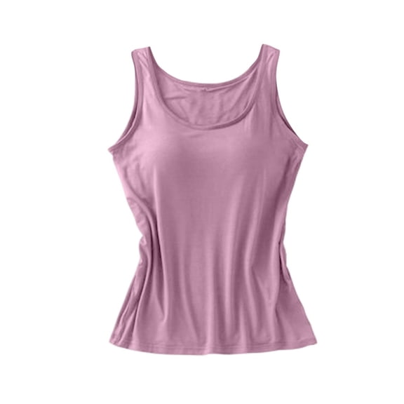 Women's Seamless Camisole Tank Top with Soft Chest Pad, Wire-Free Summer Essential for Comfortable Layering,Purple S