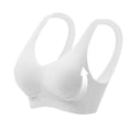 thumbnail image 1 of Women's Seamless Comfortable Bra Wide Strap V-Neck Padded Soft Cup Wireless Everyday Bralette White 4XL, 1 of 9