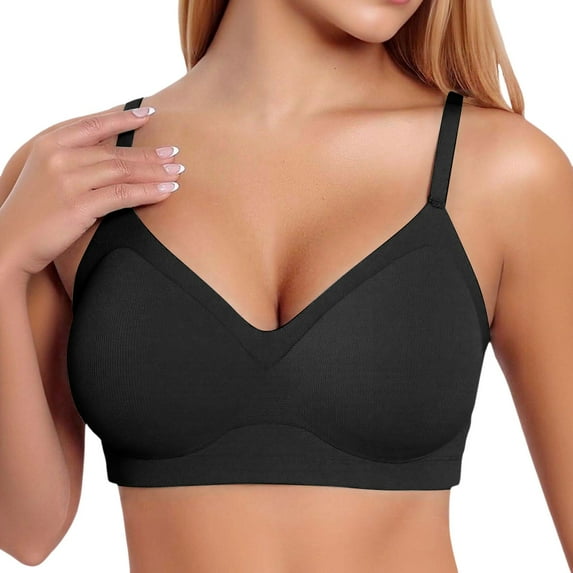 Women's Seamless Comfortable Supportive Everyday Bra Wireless Full Coverage Bralette For Home Leisure And Daily Wear With Pure Color Design
