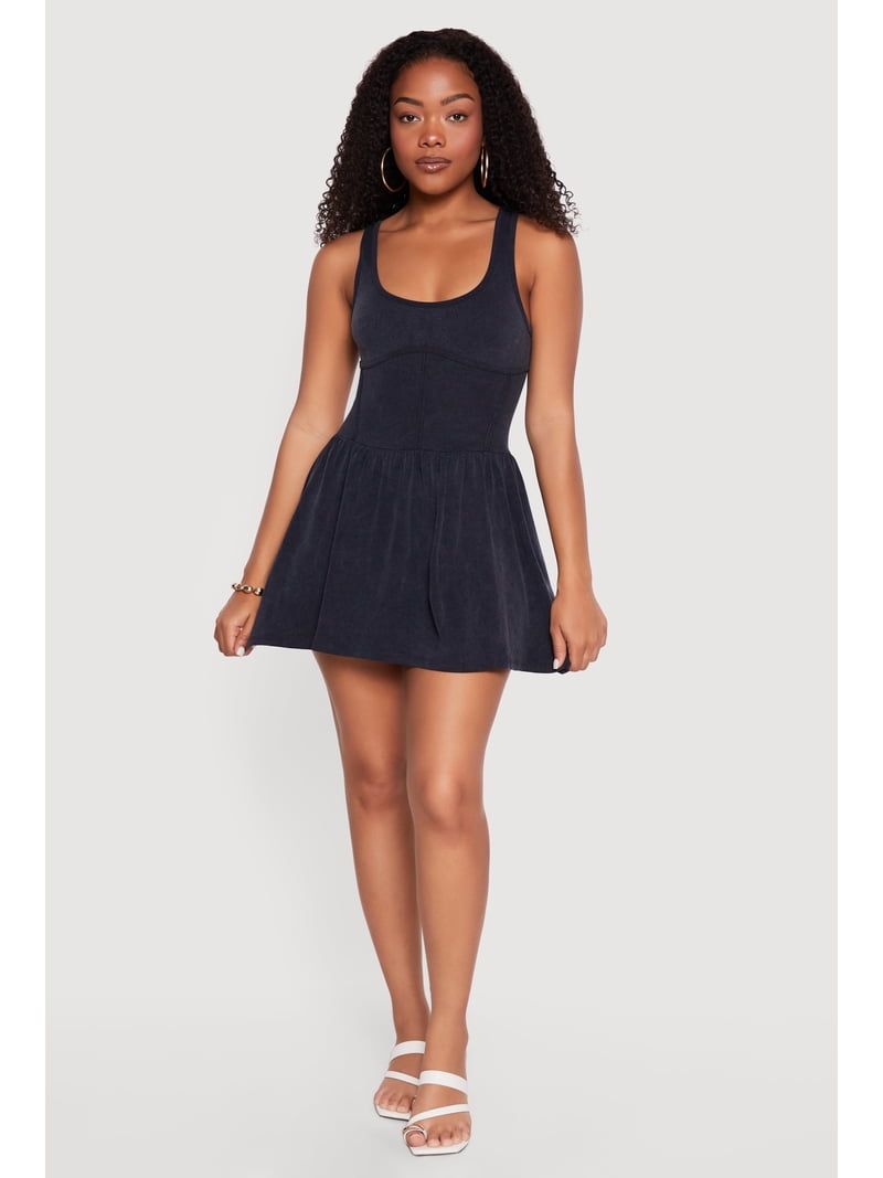 knitted corset dress Women's Seamless Compression Rib Knit Detail Skater cocktail-dresses