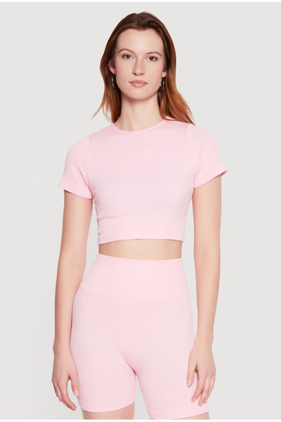 Women's Seamless Compression Rib Knit Crop Top
