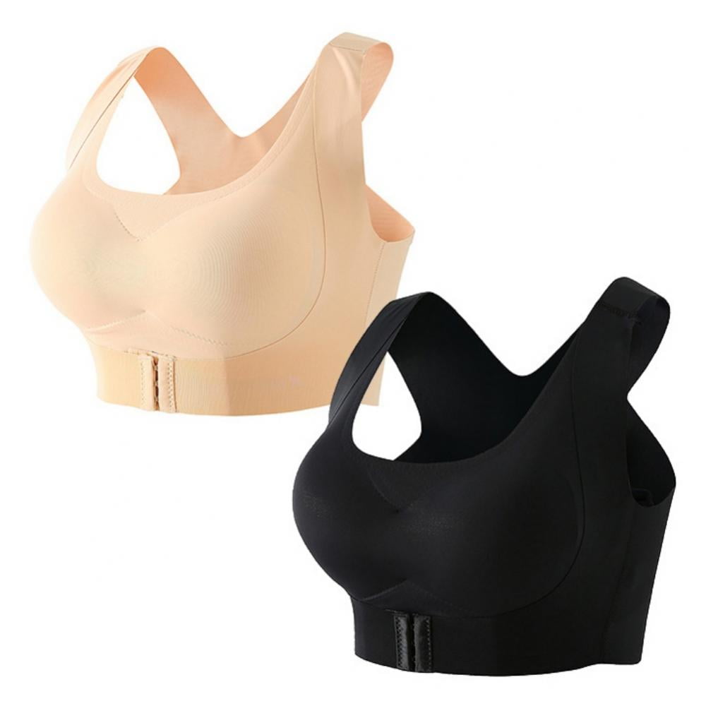 Naierhg Women Sexy Solid Color Strapless Front Buckle Wireless Bra