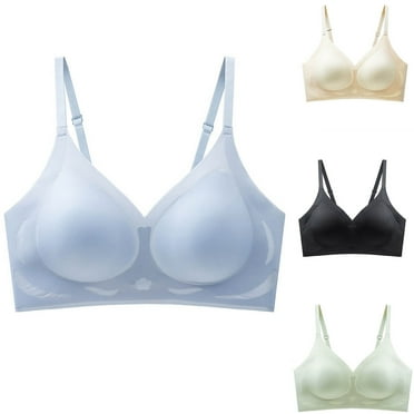 Women's Seamless Floral Comfort Bra - No Underwire, Fixed Cup, Gathering Design - Daily Wear for All Seasons - Nylon, Elastic