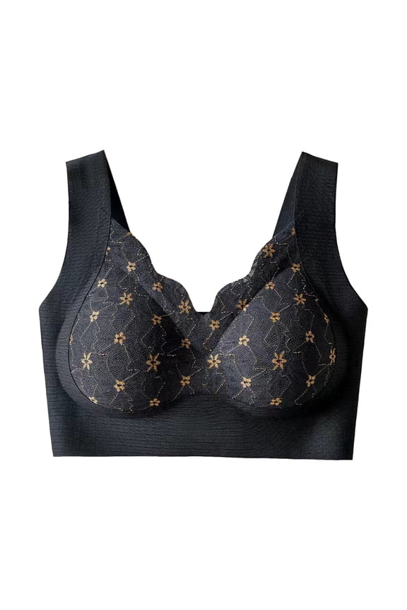 Women's Seamless Front Adjustable Yoga Bra with Lace Edge for Comfortable Movement and Sleep