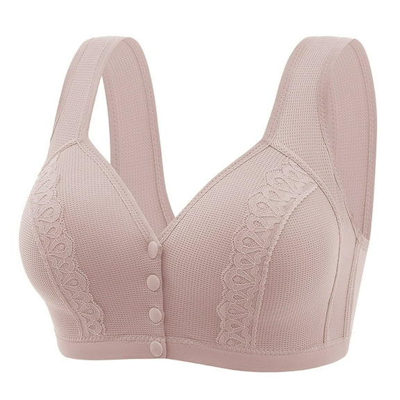 Women's Seamless Front Buckle Yoga Bra Adjustable Support Comfortable Lace Edge Wireless Large Cup Sports