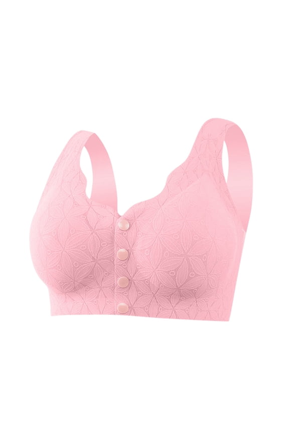 Women's Seamless Front Buckle Yoga Bra with Lace Edge for Comfortable Movement and Sleep Support