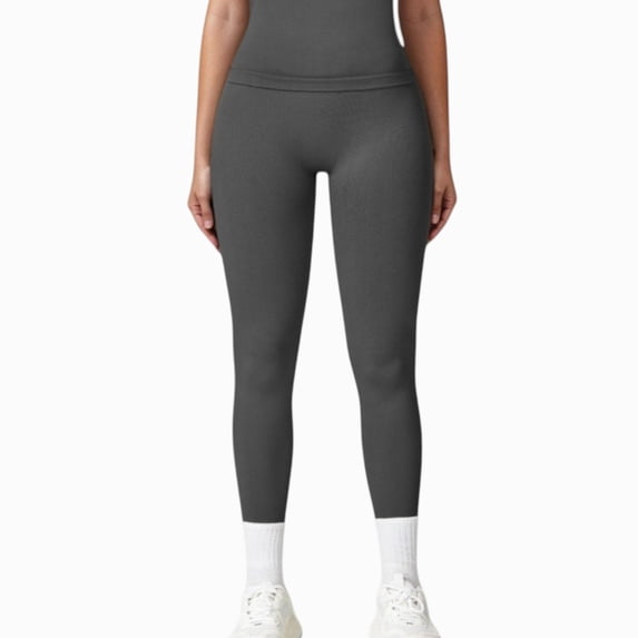 Women's Seamless High Waist Compression Leggings with Sculpting Back Detail and Stretch Knit Fabric - Medium, Gray