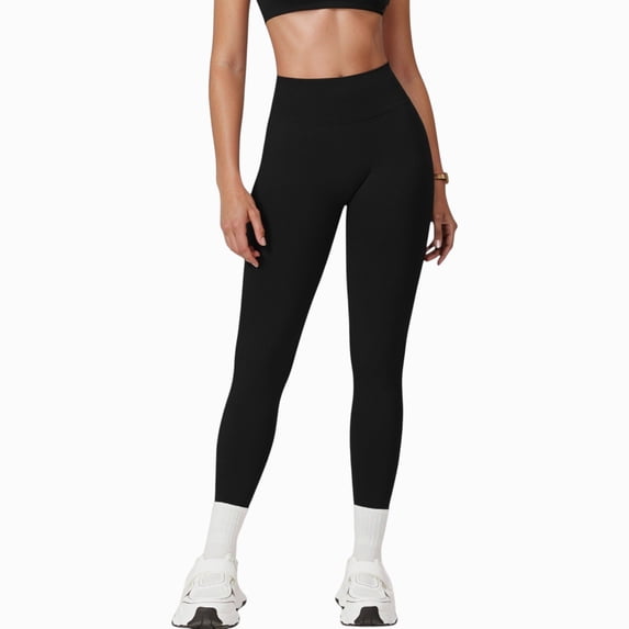 Women's Seamless High Waist Compression Leggings with Sculpting Back Detail and Stretch Knit Fabric - Small, Black