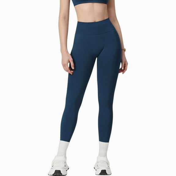Women's Seamless High Waist Compression Leggings with Sculpting Back Detail and Stretch Knit Fabric - Small, Navy