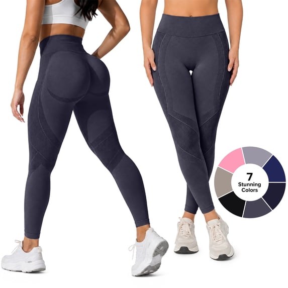 Women's Seamless High Waist Leggings - Squat Proof, Nylon Workout Leggings, Non See Through Activewear Bottoms-Perfect for Workout, Running, All-Day Lounging (Large, Grey)