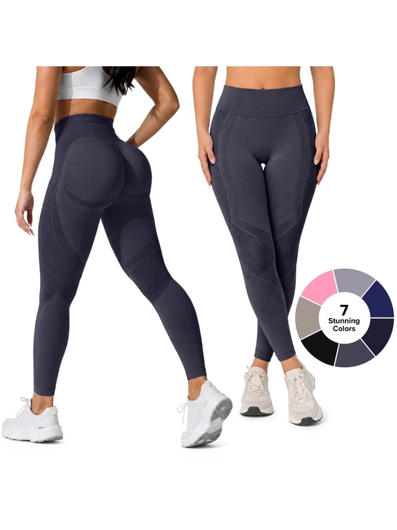 Women's Seamless High Waist Leggings - Squat Proof, Nylon Workout Leggings, Non See Through Activewear Bottoms-Perfect for Workout, Running, All-Day Lounging (Large, Grey)