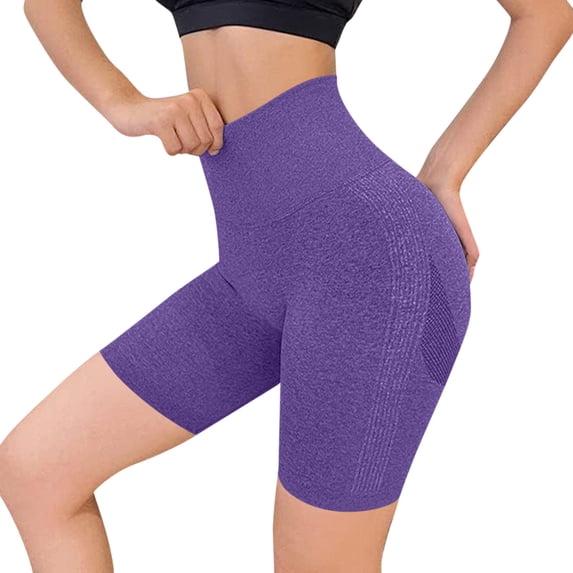 Women's Seamless High Waisted Biker Shorts Sculpting Compression Workout Shorts