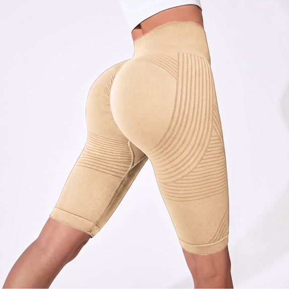 Women's Seamless High Waisted Biker Shorts, Tummy Control Compression Yoga Workout Shorts, Butt Lifting Contour Athletic Gym Running Shorts