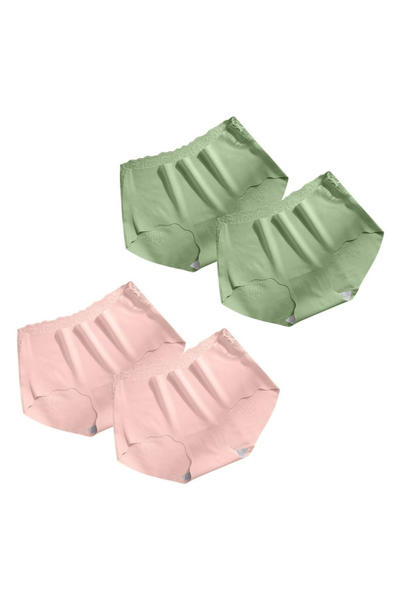 Women's Seamless Hipster No Show Invisible Ice Silk Underwear 4-5 Pack Bikini Underwear Panty Breathable Underpants