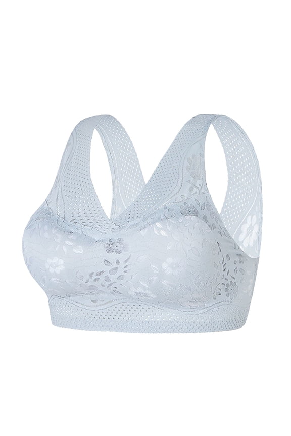 Women's Seamless Ice Silk Bra - Wire-Free, Full Coverage, Breathable Lace - M-XXL, Sports/Yoga/Everyday Comfort