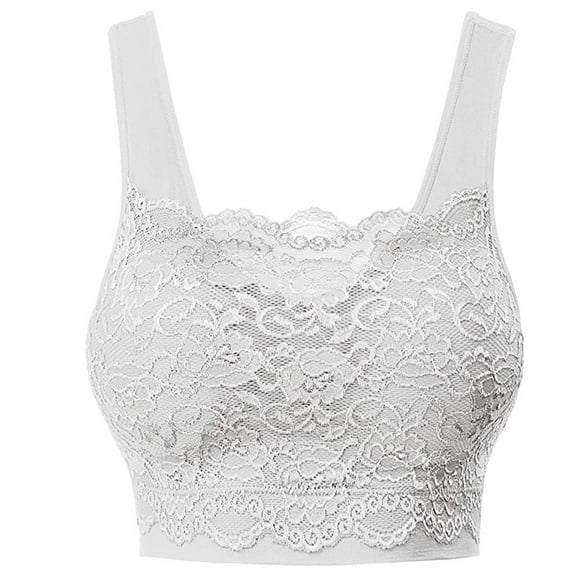 Women's Seamless Lace Bra Top With Front Lace Cover Sports Bra Full Support Sports Bras for Women Padded Sports Bras under Control Maternity Bra Strap Less Bra Easy Lingerie Women Bras plus Size