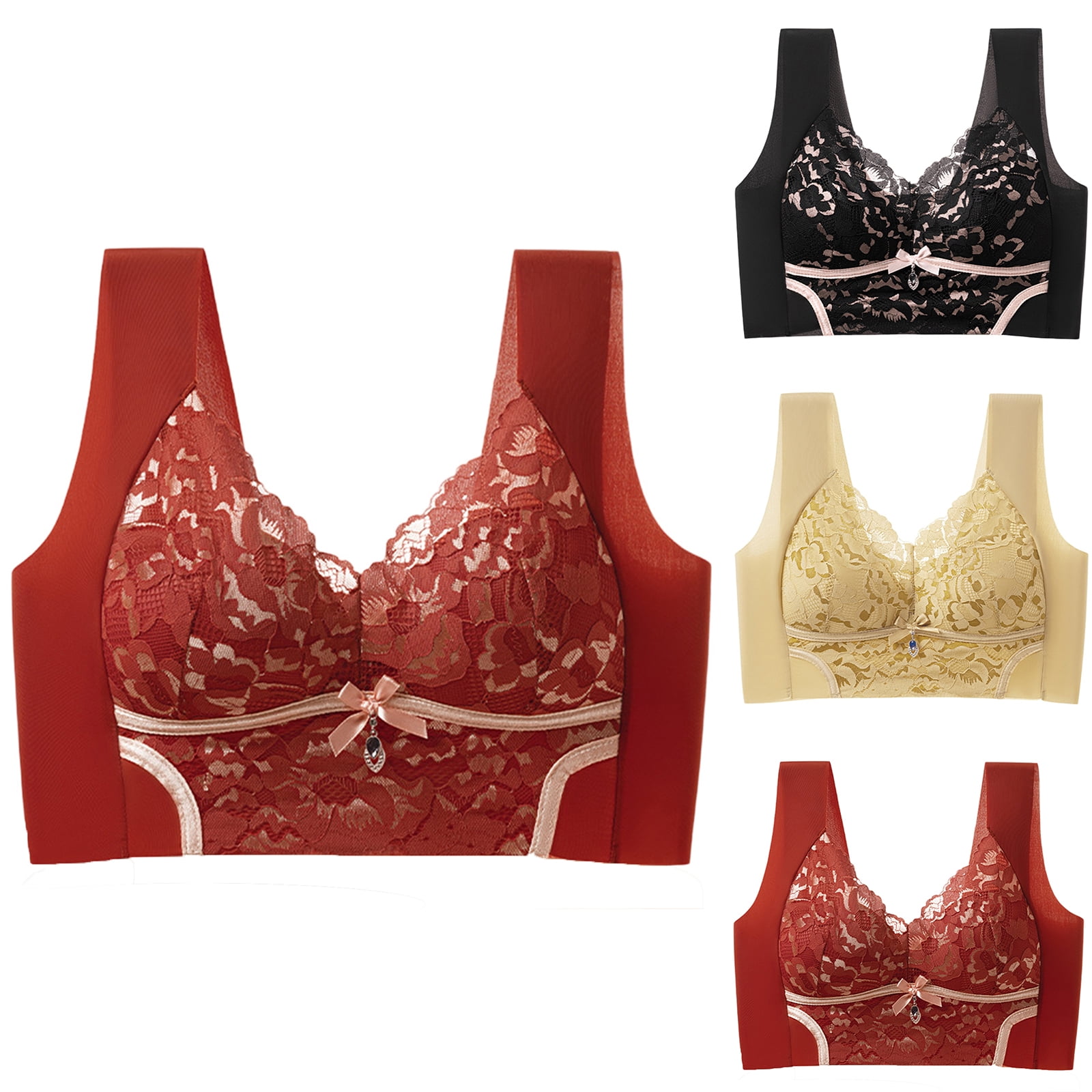 Bra Accessory Women's Seamless Latex Bra Fixed Cup Wireless Lingerie, Plus Size Push ...