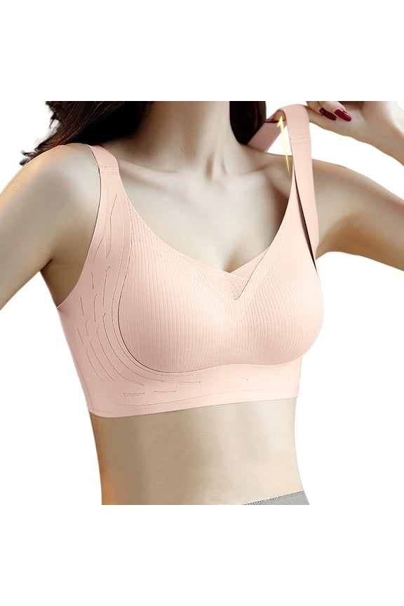 Women's Seamless Latex Push Up Bra Large Jelly Strip, Soft Support for Small