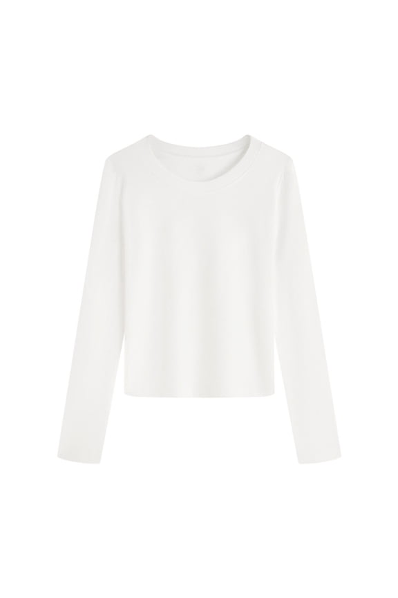 Women's Seamless Layering Shirts Solid Color Long Sleeve Crew Neck Underwear Shirts Lightweight Breathable Stretch Fitted Inner Top Warm Autumn Winter Base Layer